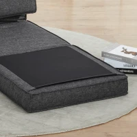 HOMCOM Chauffeuse - Matelas d'appoint Pliant - Fauteuil Convertible - Inclinaison Dossier réglable 5 Positions - Tissu Polyester Aspect Lin Gris(m-8)