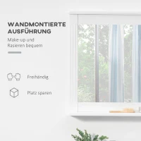 kleankin Wandspiegel mit 1 Regal Modernes Design platzsparend MDF Glas Weiß(m-5)