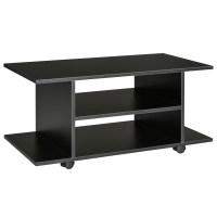 HOMCOM Meuble TV avec roulettes pivotantes, banc TV en bois avec étagères, support télé pour télévision jusqu'à 42 pouces, style contemporain pour salon chambre et bureau, 80 x 40 x 40 cm, noir