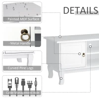 HOMCOM TV Unit up to 55", 2 Doors TV Cabinet with Open Storage Shelves and Cable Management for Living Room, Bedroom, Entertainment Room, 120L x 45W x 50.5H, White(m-4)