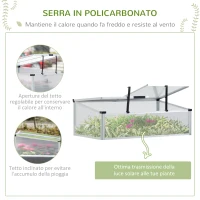 Outsunny Fioriera Rialzata con Mini Serra in Policarbonato e Mensola Inferiore in Alluminio e PVC, Grigio(m-5)