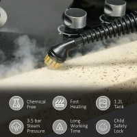 HOMCOM Portable Steam Cleaner for Chemical Free Cleaning, 3.5bar Multi-purpose Steamer with 13 Pieces Accessory, Steam Mop for Kitchen, Window, Grout, Tile, Carpet, Sofa, 1500W, 1.2L Tank, Red(m-7)