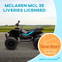 HOMCOM McLaren Licensed 12V Quad Bike, with Music, Headlights, MP3 Slot, Suspension Wheels, for Ages 3-8 Years - Black(m-4)