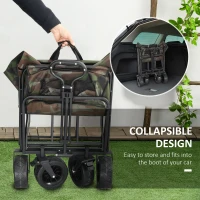 Outsunny 95L Folding Steel Frame Garden Trolley, with Handle - Multicolour(m-4)