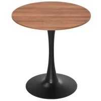 HOMCOM Modern Round Dining Table Leisure Coffee Bistro Table with Metal Base for Kitchen & Dining Room Brown(m-1)