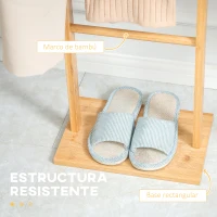 HOMCOM Perchero de Pie de Bambú Estilo Moderno con Ganchos y Barras para Entrada Pasillo Dormitorio 36x24x168 cm Natural(m-5)