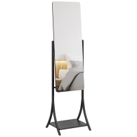 HOMCOM Free Standing Dressing Mirror, Full Length Mirror with Adjustable Angle, Storage Shelf for Living Room, Bedroom, Hallway(m-1)
