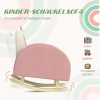 AIYAPLAY Kindersessel Schaukelstuhl, Kronen-Dekoration, Regenbogenmuster, Samt, Holz, 50x47x49 cm, Rosa(m-4)