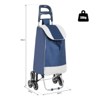 Homcom Chariot de Courses Pliable à 6 Roues Bleu 40 x 29 x 95 cm(m-3)