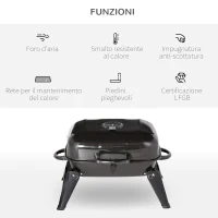Outsunny Barbecue BBQ Grill a Carbonella Portatile Pieghevole da Tavolo Ferro, porcellana 59x43x39cm Nero(m-6)