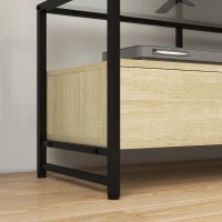 HOMCOM Meuble TV pour télévision jusqu'à 65 pouces plateau en verre trempé strucuture en acier avec 3 tiroirs 148 x 40 x 47 cm(m-8)