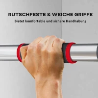 SPORTNOW Klimmzugstange für Türrahmen, verstellbar, ohne Bohren, Stahl, bis 200 kg, 75-92 x 10 x 7 cm, Schwarz/Rot(m-7)