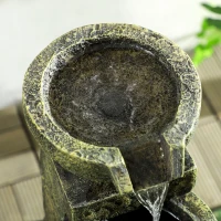 Outsunny Garden Water Feature Waterfall Fountain with 4-Tier Stone Look Bowls, Adjustable Flow(m-7)