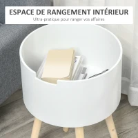 HOMCOM Table basse table de chevet avec compartiment de rangement - bout de canapé table d'appoint design scandinave - MDF bois de pin - blanc(m-4)