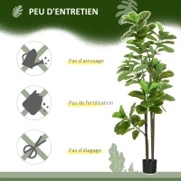HOMCOM Lot de 2 plantes artificielles Figuier à feuilles de violon Ficus Lyrata hauteur 180cm avec Pot(m-6)