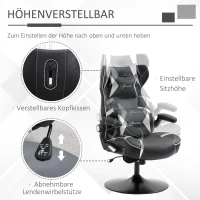 Vinsetto Gamingsessel, Gamingstuhl, integrierte Lautsprecher, neigbare Rücklehne, schwarz+weiß, 69 x 73 x 118cm(m-5)