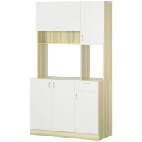 HOMCOM Mobile Buffet a 4 Porte per Cucina con 3 Armadietti, Cassetto e Piano d'Appoggio in Truciolato, 102x48x180 cm(m-10)