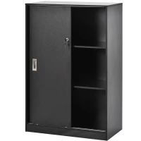 HOMCOM Aktenschrank mit verschließbarer Tür, inklusive 2 Schlüsseln, 80 cm x 40 cm x 120 cm, Schwarz(m-1)