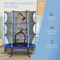 HOMCOM Trampolín para Niños de +3 Años Ø163 cm con Red de Seguridad y Marco de Acero Carga 50 kg para Interior y Exterior Azul(m-7)
