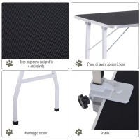 Outsunny Tavolo da toelettatura e tosatura per cani gatti animali pieghevole portatile con ampio piano di lavoro, 91.5x61.5x76cm, Max. carico 150kg(m-4)