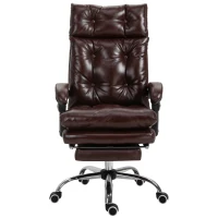 Vinsetto Sedia da Ufficio Ergonomica Presidenziale in Finta Pelle, Poltrona da Ufficio Girevole con Altezza Regolabile, Reclinabile 135° e Poggiapiedi Estraibile per Studio e Scrivania, Marrone(m-10)