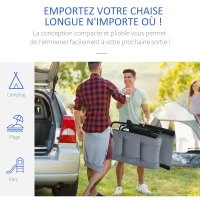 Outsunny Bain de soleil pliable transat inclinable 6 positions grand confort avec matelas + accoudoirs acier polyester gris(m-6)