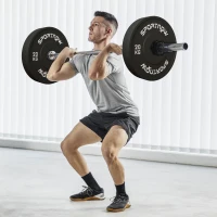 SPORTNOW Set 2 Dischi Pesi da 20kg in Gomma con Foro da 2"/5 cm per Manubri e Bilancieri, Nero(m-2)