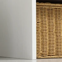 HOMCOM Mobile da Ingresso con Scarpiera Bassa, Panca e Appendiabiti da 4 Ganci in Truciolato e Acciaio, 60x28x120 cm(m-9)
