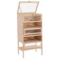 PawHut Cage pour hamsters souris petits rongeurs multi-niveaux 5 étages 10 plateformes bois de pin 60 x 40 x 120 cm(m-10)