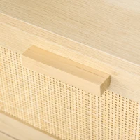 HOMCOM Rattan Bedroom Chest of Drawers, 3 Drawers Storage Unit, Boho Dresser for Living Room, Hallway, Natural(m-8)