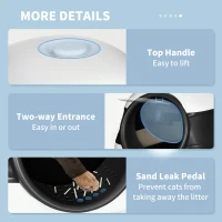 PawHut Foldable Cat Litter Tray with Lid, Deodorant, Scoop, Black(m-8)