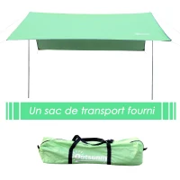 Outsunny Bâche anti-pluie voile d'ombrage toile de camping 3L x 3l m polyester haute densité 190T imperméable vert(m-4)