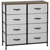 HOMCOM Fabric Chest of Drawers, Industrial Bedroom Dresser with 8 Fabric Drawers, Steel Frame and Wooden Top for Nursery, Living Room, Hallway, Grey