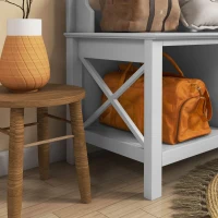 HOMCOM Perchero con Zapatero de Madera con 2 Estantes y 3 Ganchos para Colgar Ropas Bolsos 80,5x40x168 cm Blanco(m-9)