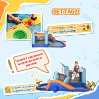 Outsunny Gioco Gonfiabile per Bambini 3-8 Anni con Borsa da Trasporto, 12 Paletti e Toppe Inclusi, 420x370x230 cm(m-7)