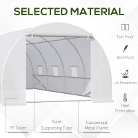 Outsunny 6 x 3 x 2 m Polytunnel Greenhouse, Walk in Polytunnel Tent with Metal Frame, Zippered Door and 8 Windows for Garden and Backyard, White(m-4)