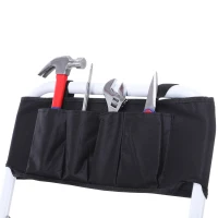 HOMCOM Escalera Plegable de 3 Peldaños Escalera de Tijera con Apoyabrazos y Portaherramientas 51x66x131 cm Blanco y Negro(m-7)