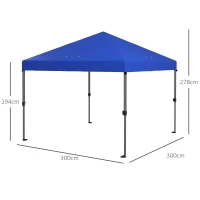 Outsunny 3 x 3m Pop-Up Gazebo, with Accessories - Blue(m-3)