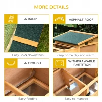 PawHut Rabbit Hutch Outdoor, Wooden Guinea Pig Hutch with Rabbit Run 2 Level Design Water Resistant Openable Roof 150 x 52.5 x 68 cm, Yellow(m-7)