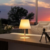 Outsunny Outdoor Solar Table Lamp, Cordless LED Desk Lamp with Rechargeable Battery, Dimming Brightness, USB(m-7)