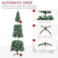 HOMCOM 7FT Tall Prelit Pencil Slim Artificial Christmas Tree with Realistic Branches, 350 Colourful LED Lights and 818 Tips, Xmas Decoration, Green(m-6)
