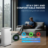 HOMCOM 5500mL Portable Dehumidifier with Air Purifier, UVC, Ioniser, 24H Timer, 5 Modes, 16L/Day, for Home Laundry, White(m-9)