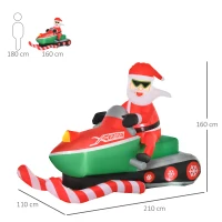 HOMCOM Babbo Natale Gonfiabile su Motoslitta 160cm con Luci LED Integrate, Decorazione Natalizia da Esterno, Verde e Rosso(m-3)