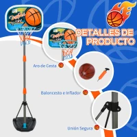 HOMCOM Canasta de Baloncesto para Niños Aro Baloncesto con Soporte Altura Ajustable y Base Rellenable Incluida Interior y Exterior 32x65x126-158 cm(m-7)