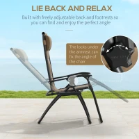 Outsunny Zero Gravity Lounger Chair Set of 2, Folding Reclining Patio Chair with Padded Seat, Cup Holder, Soft Cushion and Headrest for Poolside, Camping, Coffee(m-4)