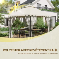 Outsunny Toile de rechange pour pavillon tonnelle tissu polyester haute densité 180 g/m² anti-UV 3 x 3 m beige(m-4)