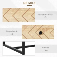 HOMCOM Bedroom Chest of Drawers, 6 Drawer Dresser, Sideboard Cabinet with Zigzag Design and Metal Base, Storage Drawer Unit, 120x71cm, Natural(m-5)