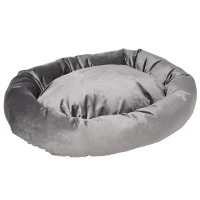 PawHut Hundebett Hundematte Hundekissen Hundematratze Hundesofa Tierbett Haustierbett rund abnehmbar waschbar für Hunde Katzen samtartiges Polyester Dunkelgrau 81,5 x 58 x 18 cm(m-10)