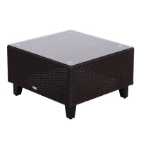 Outsunny Set Mobili da Giardino 5 Pezzi Tavolino con Piano in Vetro Temperato Rattan 3 Poltrone 1 Poggiapiedi 1 in Acciaio, Rattan(m-8)