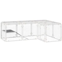 Pawhut Valla Metálica para Mascotas Parque para Conejos Conejera con 16 Paneles Puerta con Pestillo y Escalera para Cobayas Gatos Cachorros Diseño DIY 68x68x2,5 cm Blanco(m-11)